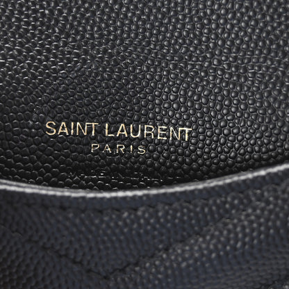 Saint Laurent Grain De Poudre Matelasse Chevron Monogram Compact Wallet Black 6 of 6