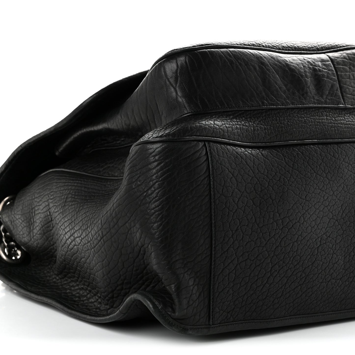Grained Lambskin Monogram Oversized Niki Chain Satchel Black