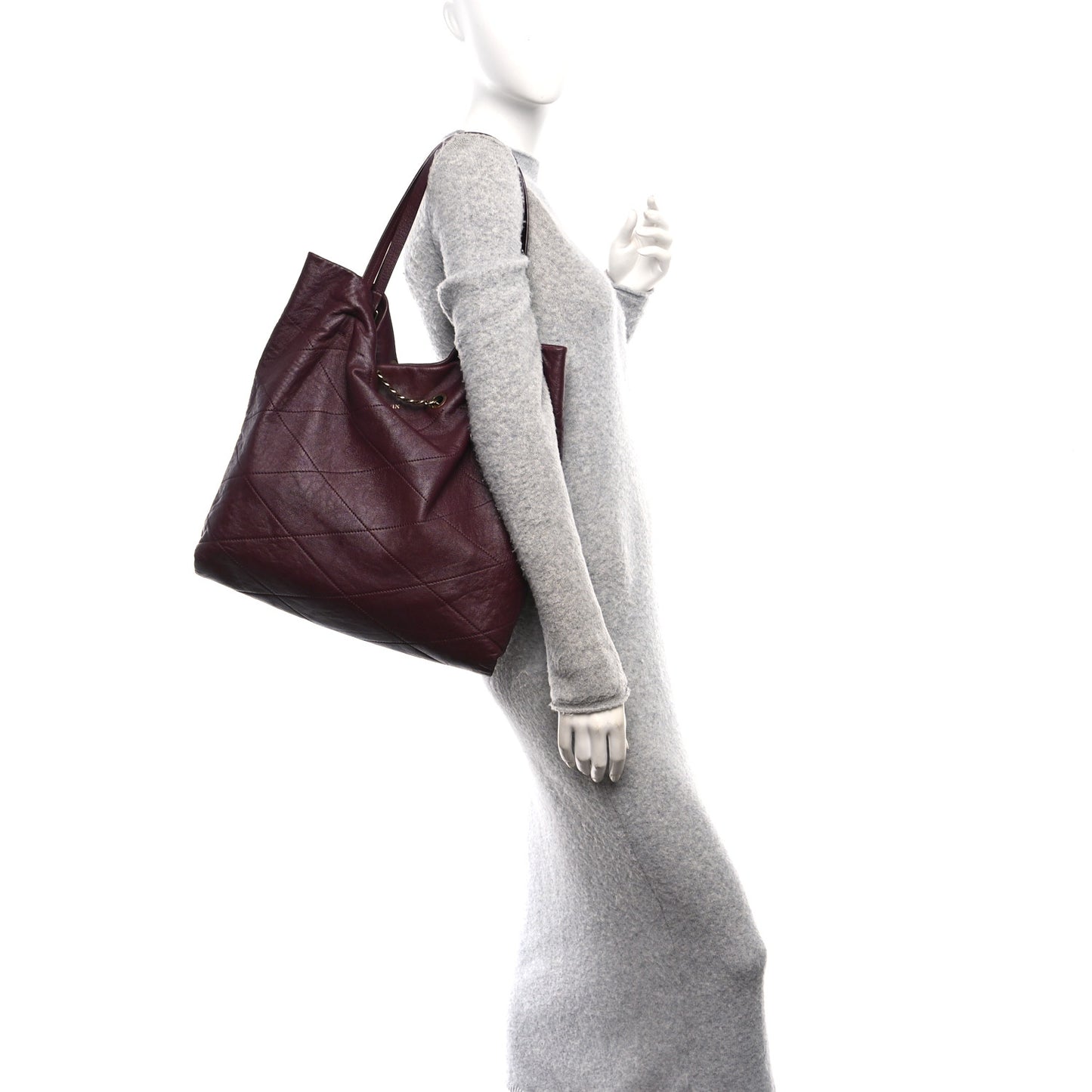 Lambskin Quilted Carry Me Tote Burgundy