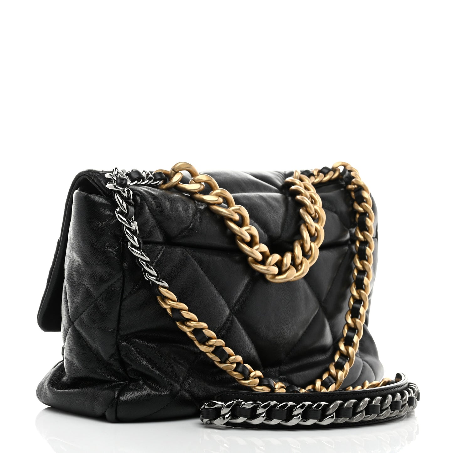 Goatskin Quilted Large Chanel 19 Flap Black