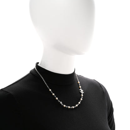Chanel Crystal Pearl CC Star Necklace Silver 2 of 7