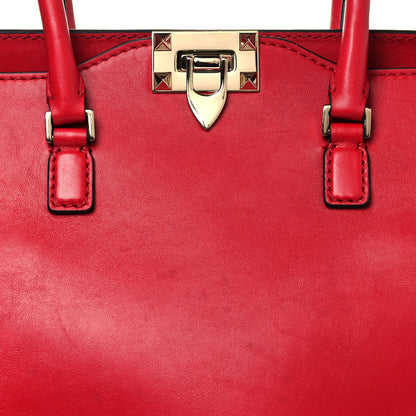 Valentino Garavani Vitello Rockstud Double Handle Tote Red 8 of 16