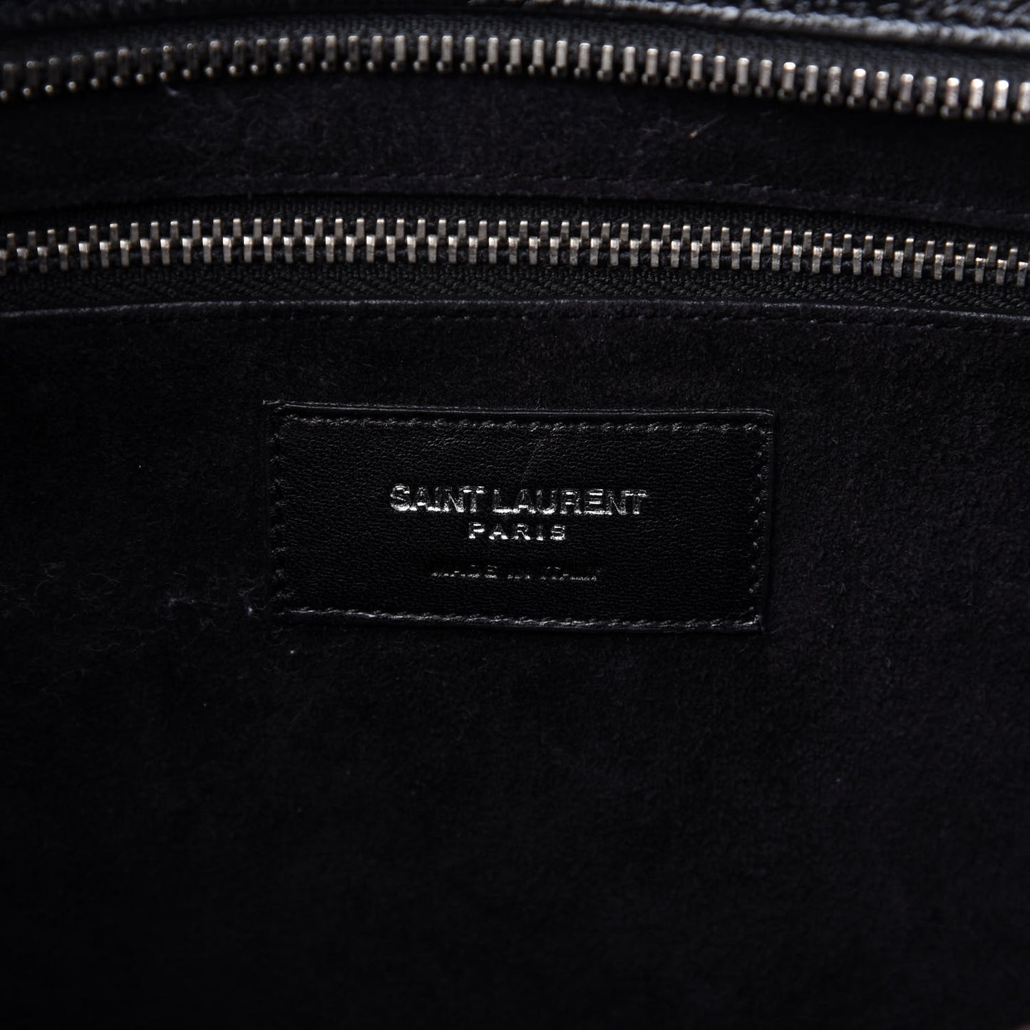 Calfskin Crocodile Embossed Medium Cabas Rive Gauche Black