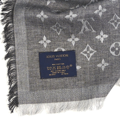Louis Vuitton Silk Wool Monogram Denim Shawl Black 8 of 8