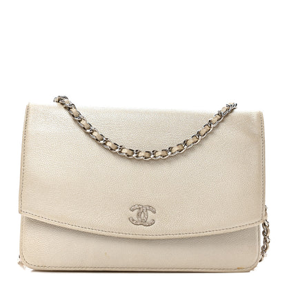 Chanel Caviar Sevruga Wallet on Chain WOC Beige 1 of 11