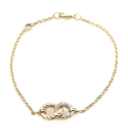 David Yurman 18K Yellow Gold Diamond Belmont Single Station Bracelet 1 of 5