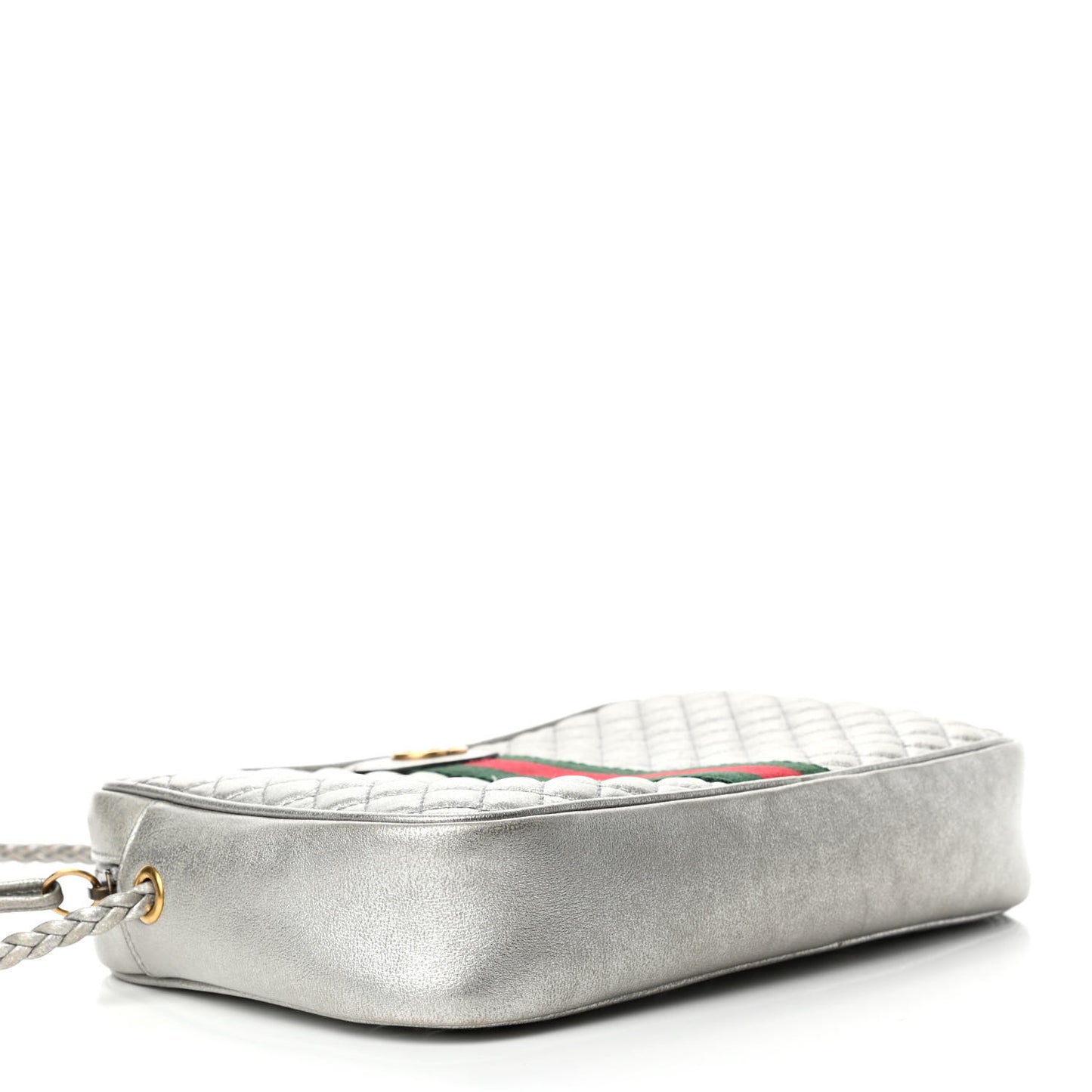 Laminated Nappa Web Trapuntata Small GG Shoulder Bag Argento