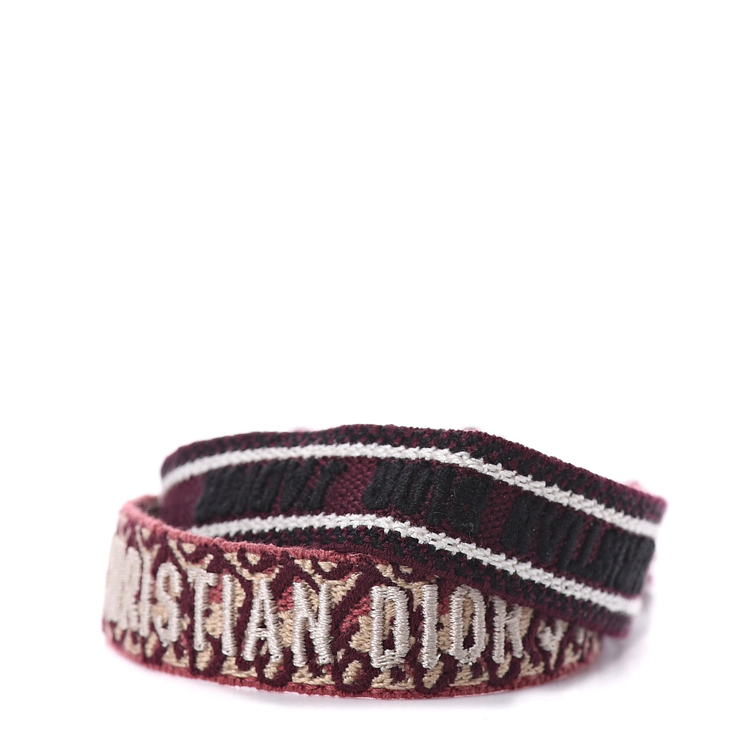 Christian Dior Woven Cotton J'Adior Friendship Bracelet Set Burgundy 1 of 2