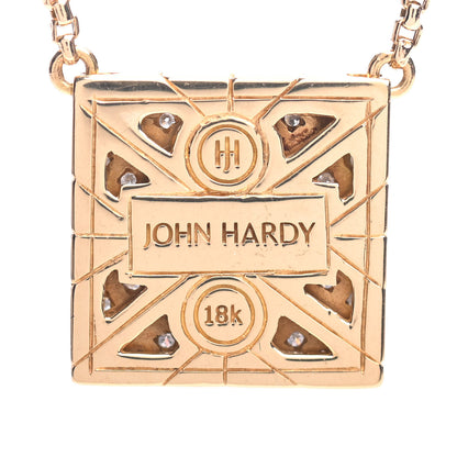 John Hardy 18K Yellow Gold Diamond Modern Chain Square Pendant Necklace 5 of 5