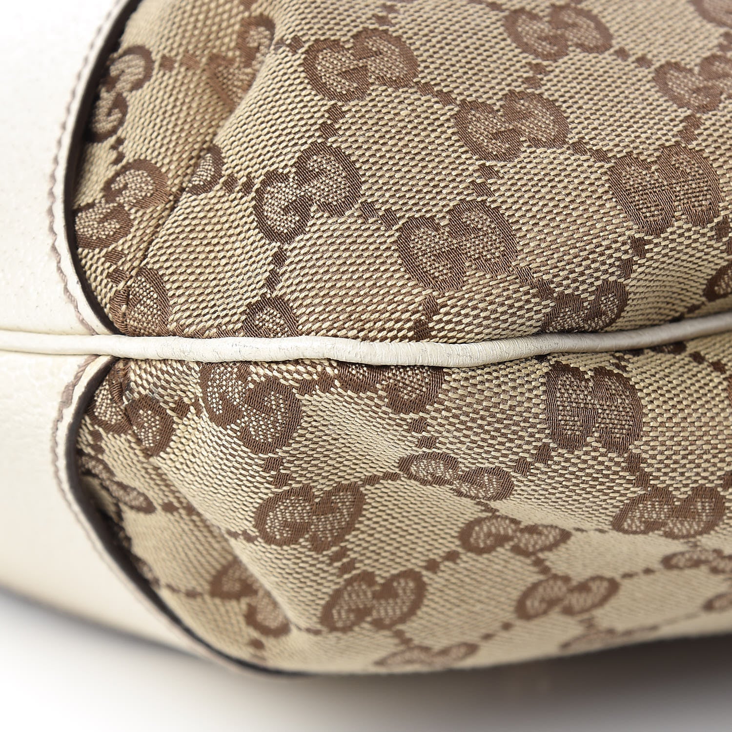 Gucci Monogram Calfskin Horsebit Hobo Off White 10 of 13