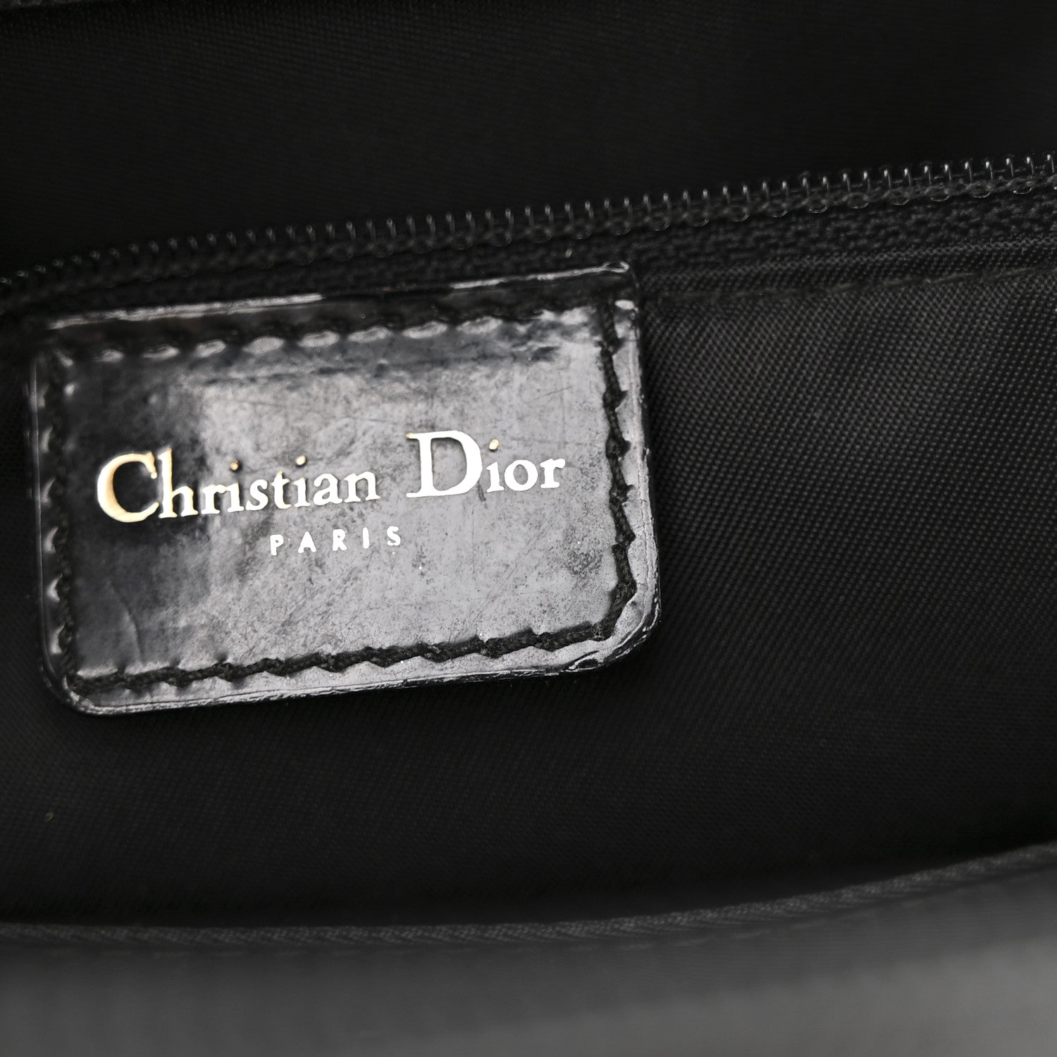 Christian Dior Patent Calfskin Embossed Saddle Bowler Black 6 of 15