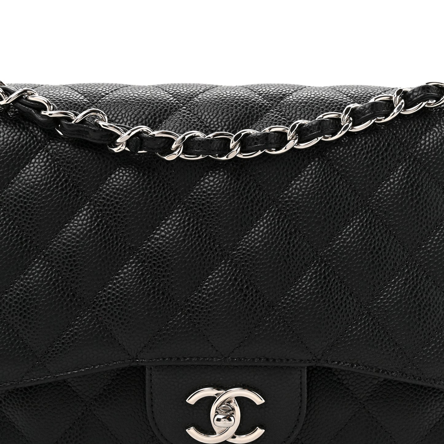 Caviar Quilted Jumbo Double Flap Black