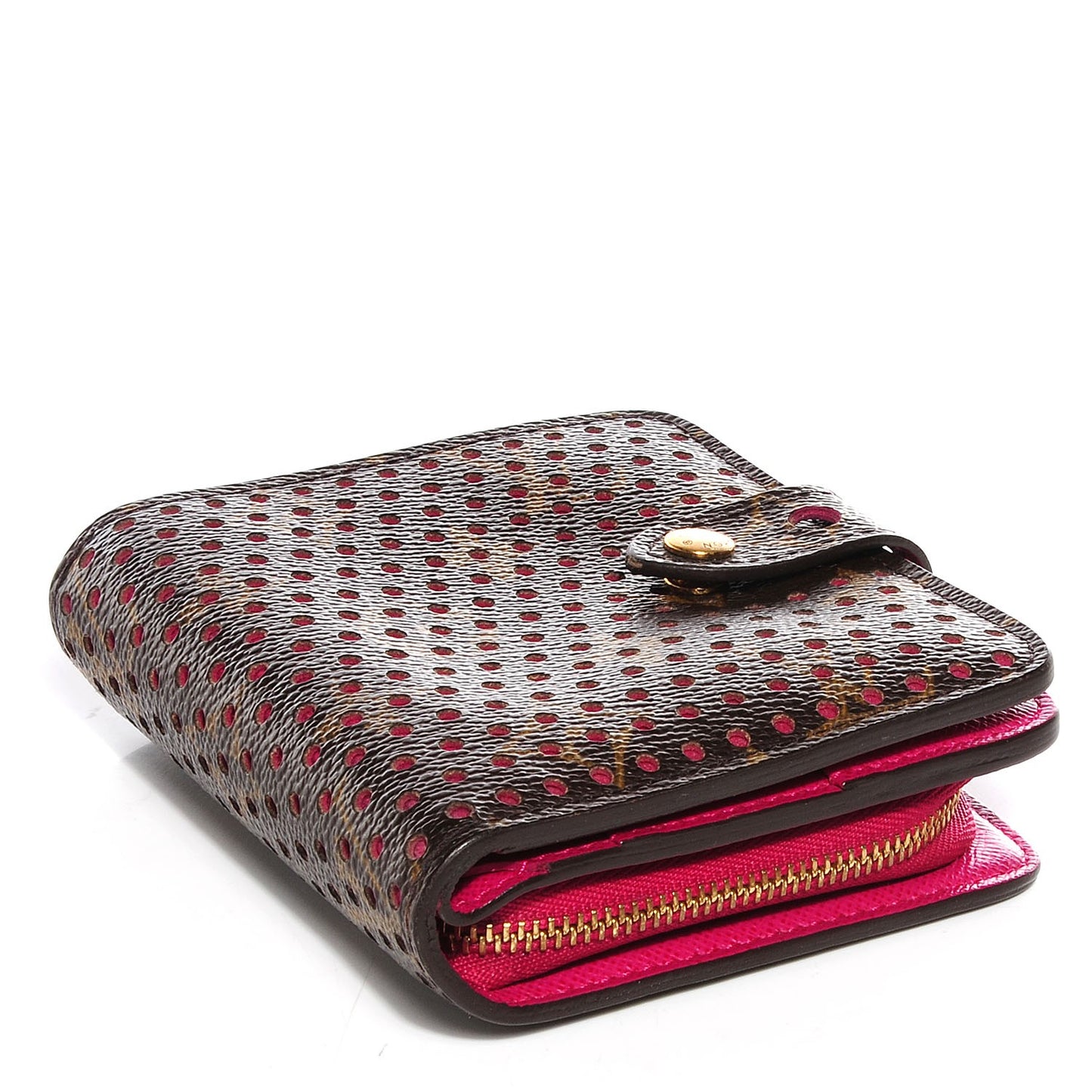 Monogram Perforated Compact Zipped Wallet Fuchsia