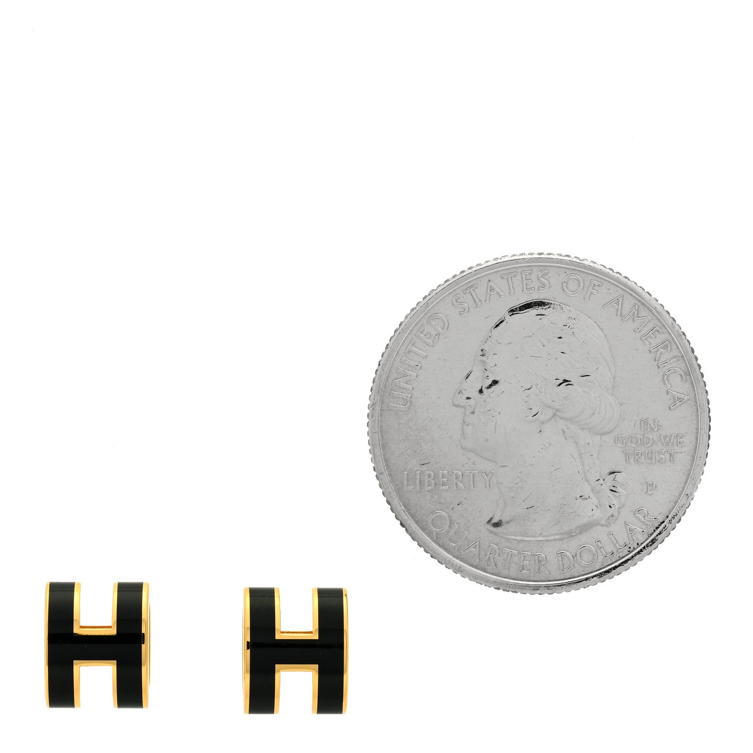 Hermes Gold Lacquered Pop H Earrings Black 2 of 4