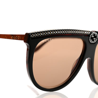 Gucci Aviator Crystal Brow Sunglasses GG0732S Havana Brown 5 of 7