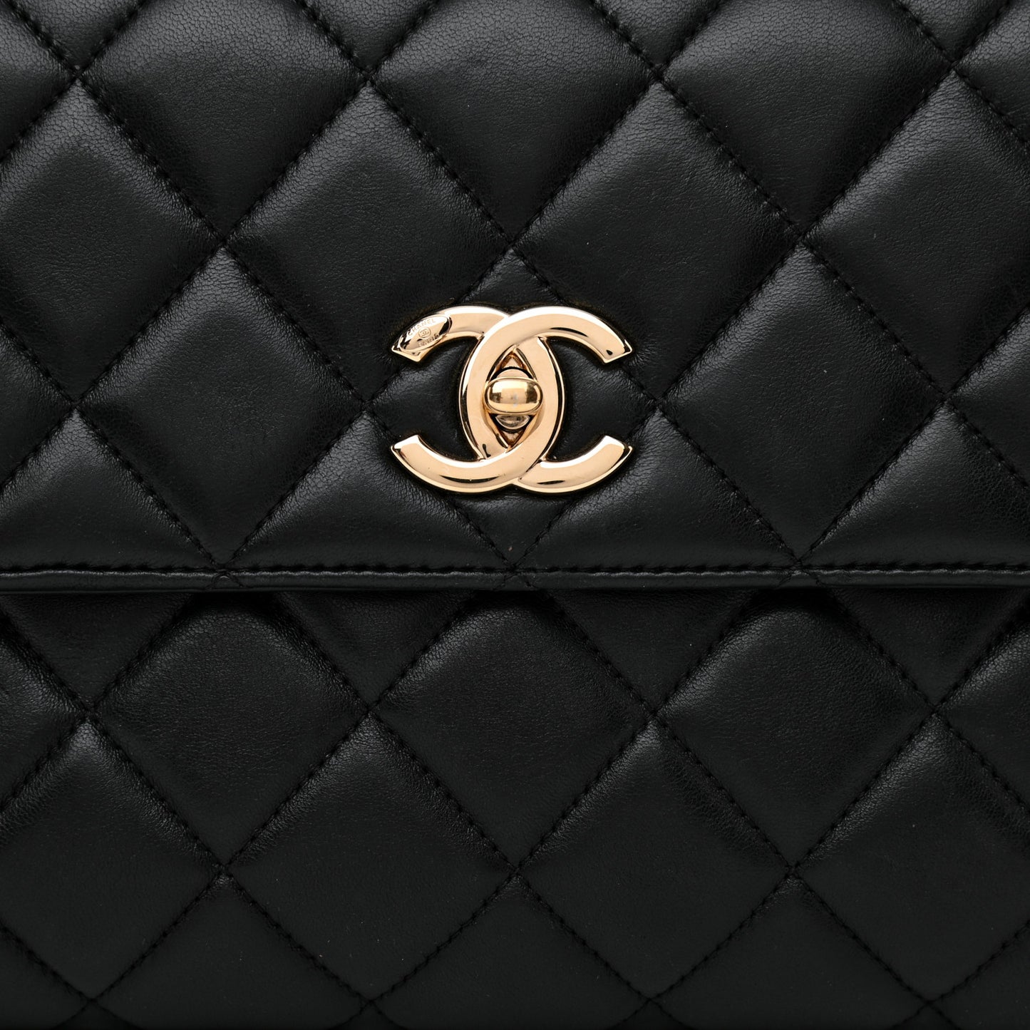 Lambskin Quilted Medium Trendy CC Flap Dual Handle Bag Black