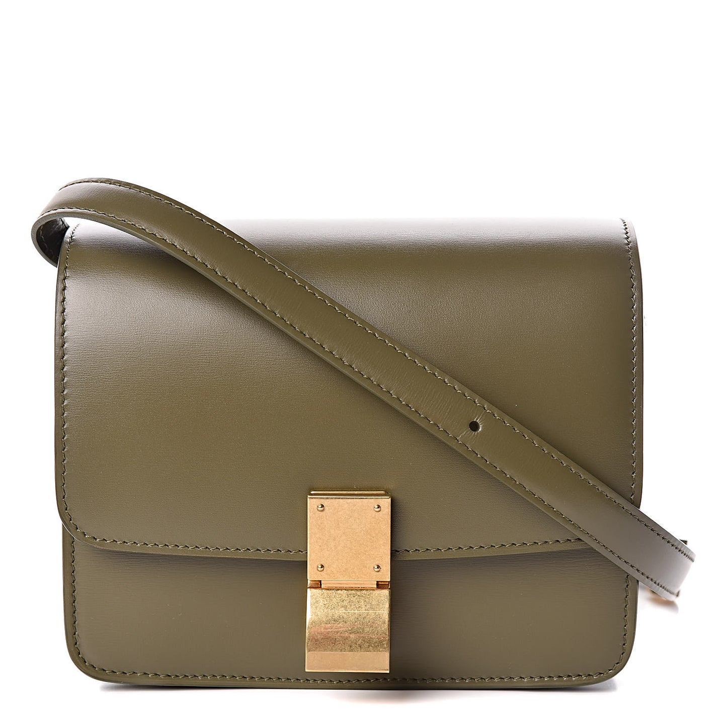 Box Calfskin Small Classic Box Flap Bag Army Green
