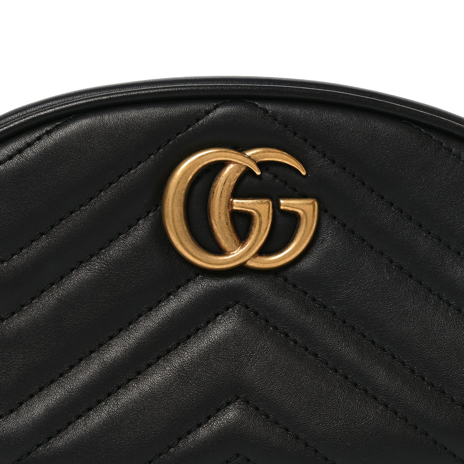 Gucci Calfskin Matelasse GG Marmont Belt Bag 85 34 Black 8 of 10