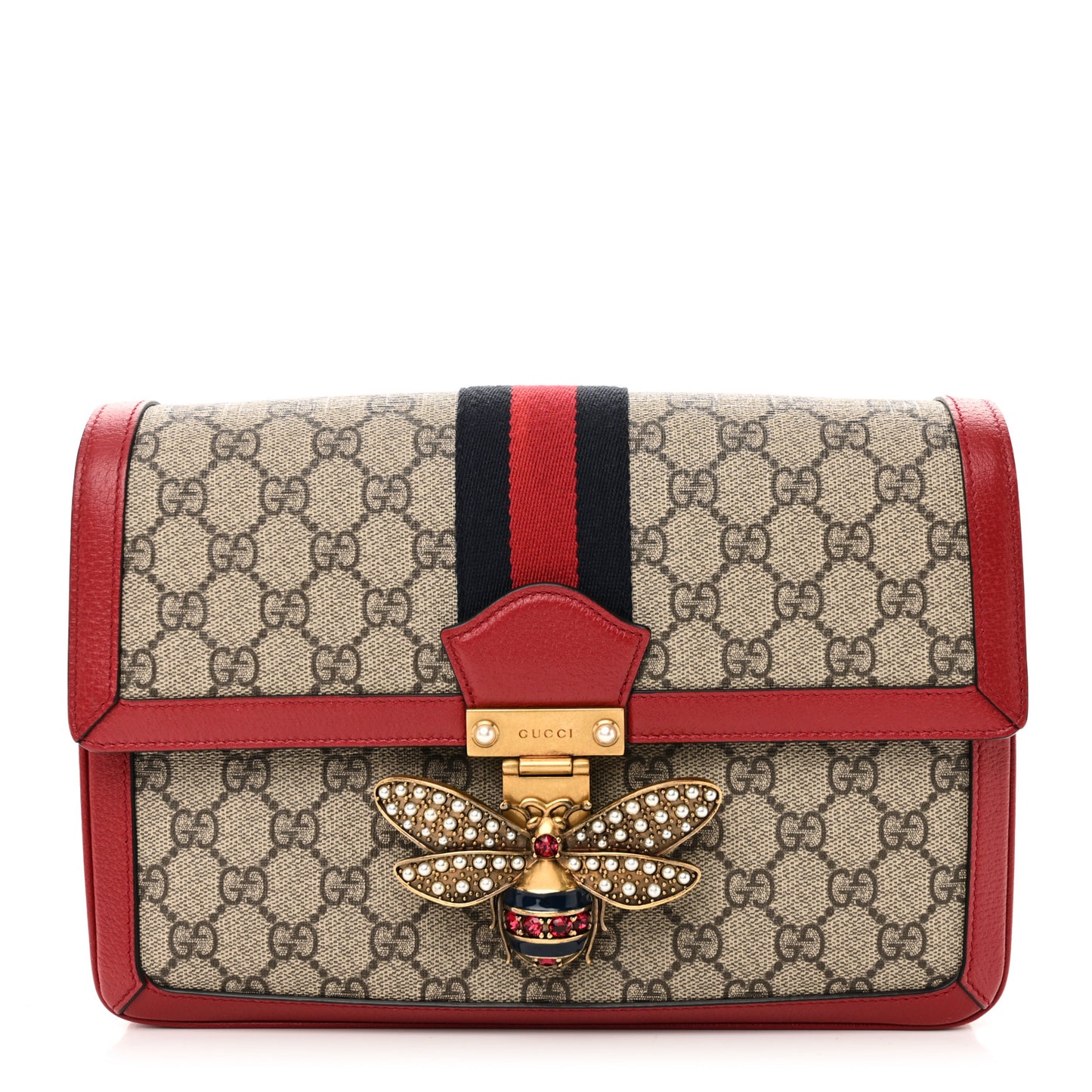 GG Supreme Monogram Medium Queen Margaret Shoulder Bag Red