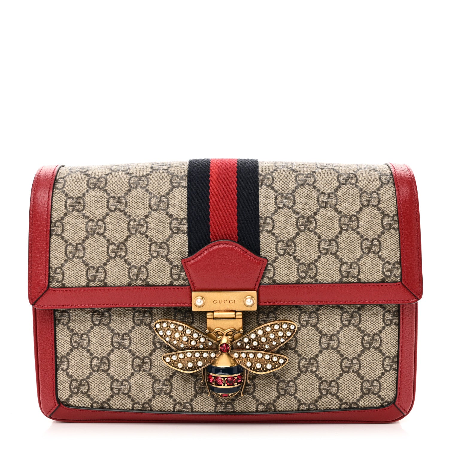 Gucci GG Supreme Monogram Medium Queen Margaret Shoulder Bag Red 1 of 10
