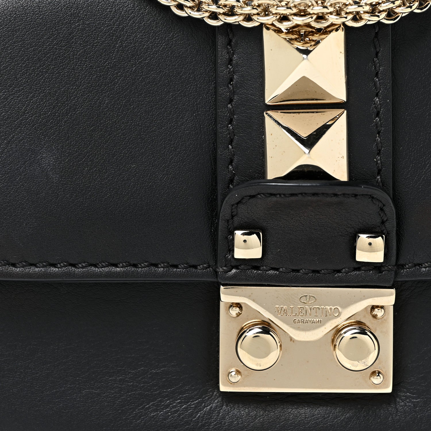 Valentino Garavani Vitello Mini Glam Lock Rockstud Flap Black 7 of 12