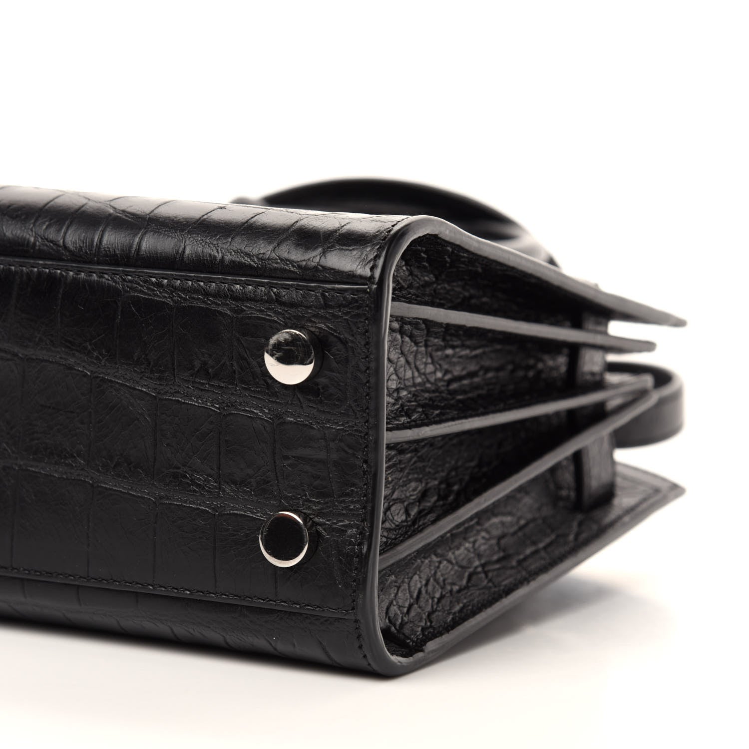 Saint Laurent Calfskin Crocodile Embossed Nano Sac De Jour Black 8 of 11