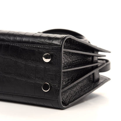 Saint Laurent Calfskin Crocodile Embossed Nano Sac De Jour Black 8 of 11
