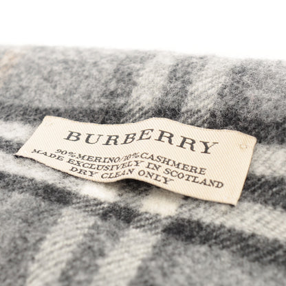 Burberry Merino Wool Cashmere Check Scarf Grey 4 of 4