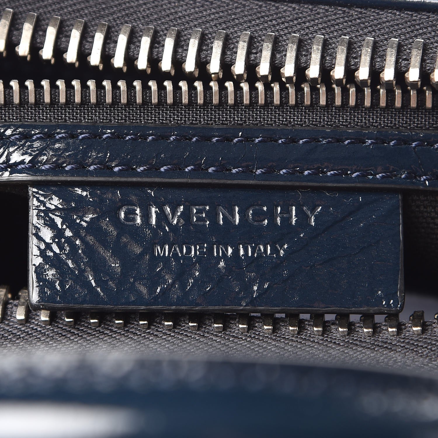Givenchy Crinkled Patent Deerskin Small Antigona Deep Blue 6 of 9