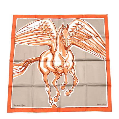 Hermes Silk Libre Comme Pegase Scarf 90 Orange Beige Fauve 1 of 5