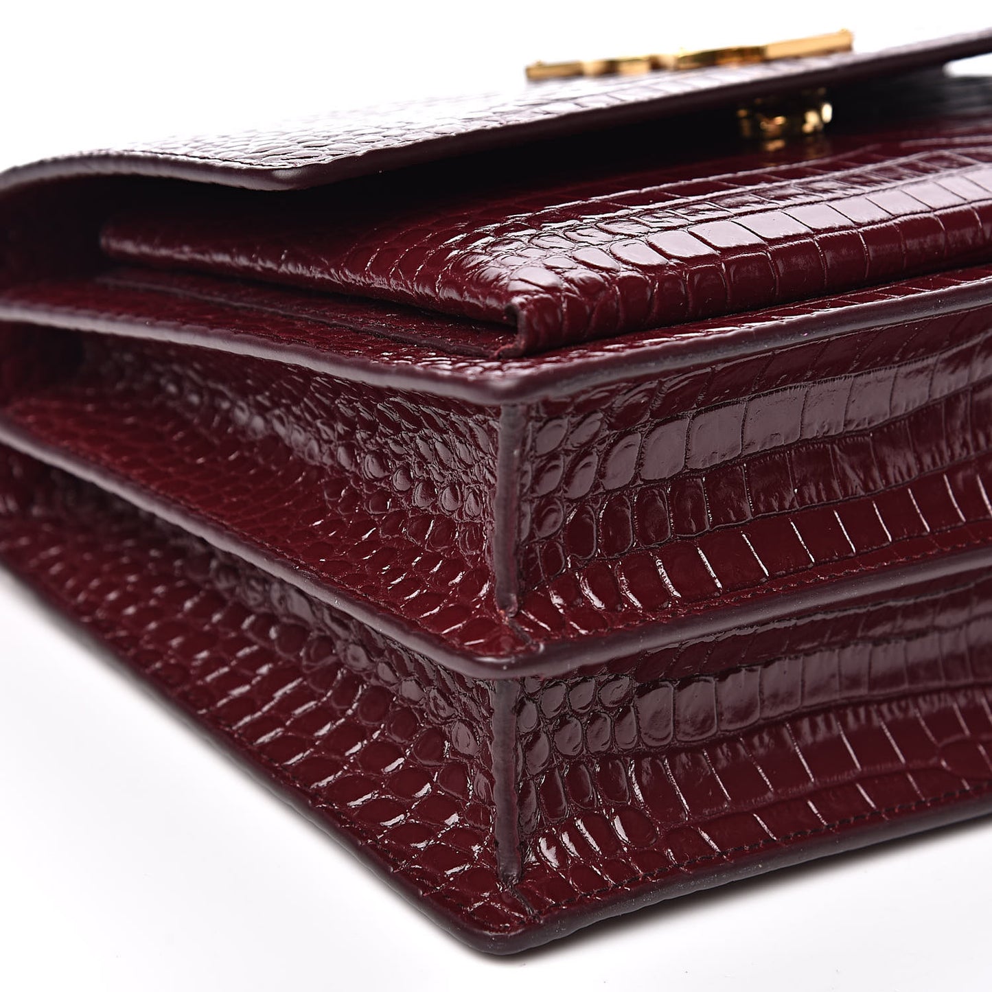 Calfskin Crocodile Embossed Medium Monogram Sunset Rouge Legion