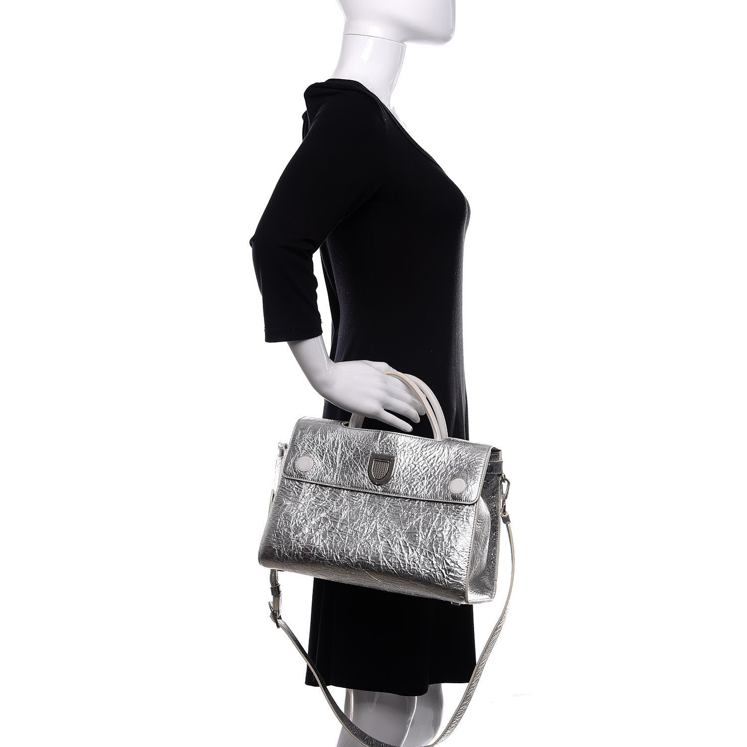 Christian Dior Metallic Calfskin Medium Diorever Flap Silver 3 of 10