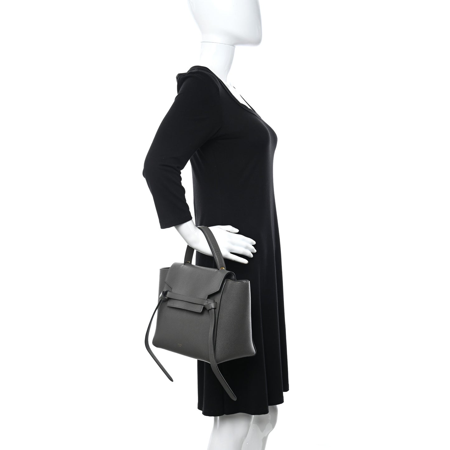 Grained Calfskin Micro Belt Bag Grey