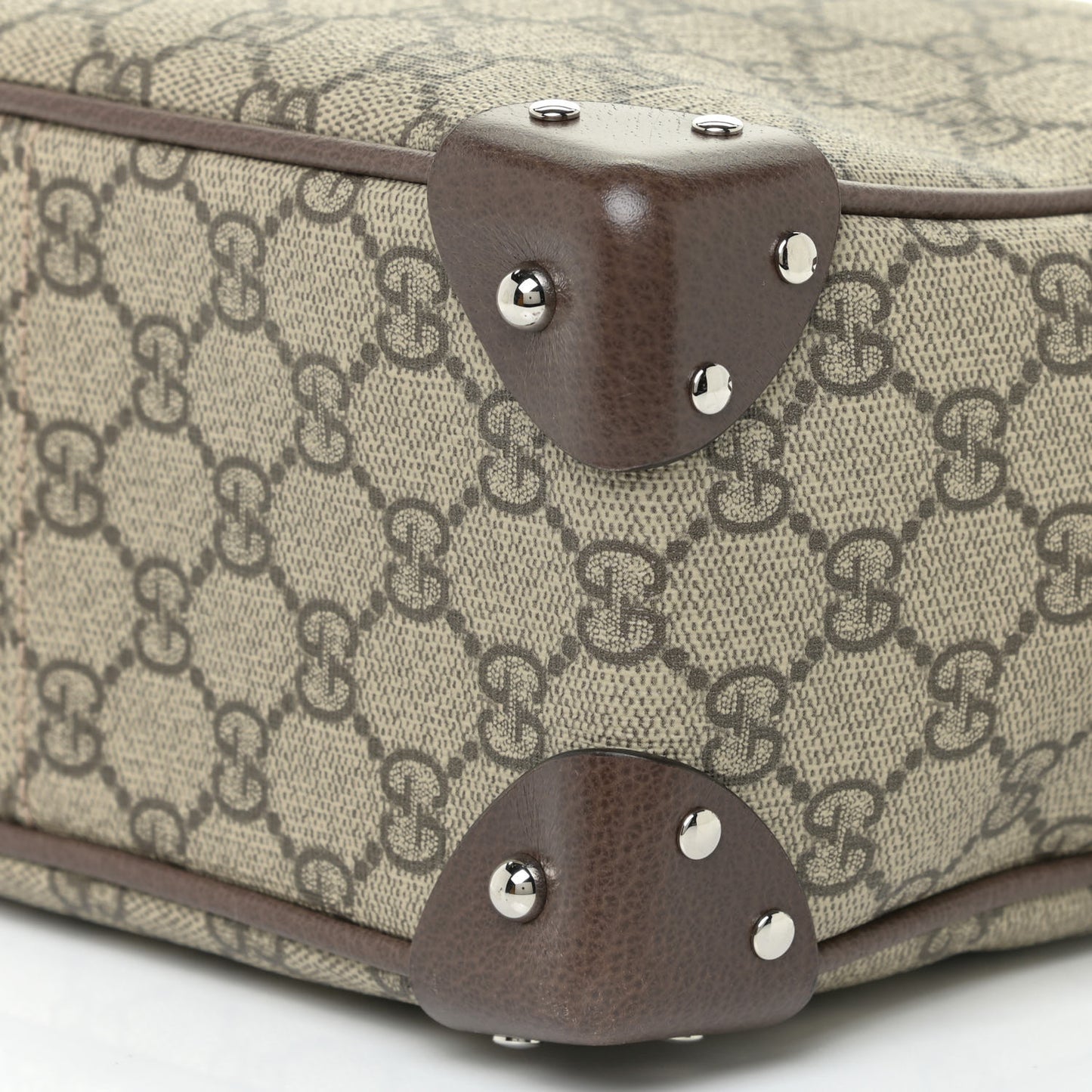 GG Supreme Monogram Textured Calfskin Square Messenger Bag Beige Ebony New Acero