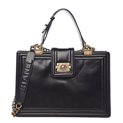 Chanel Glazed Calfskin Boy Tote Black 1 of 17