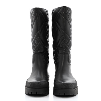 Hermes Suede Goatskin Quilted Fuji Boots 37 Black 2 of 9