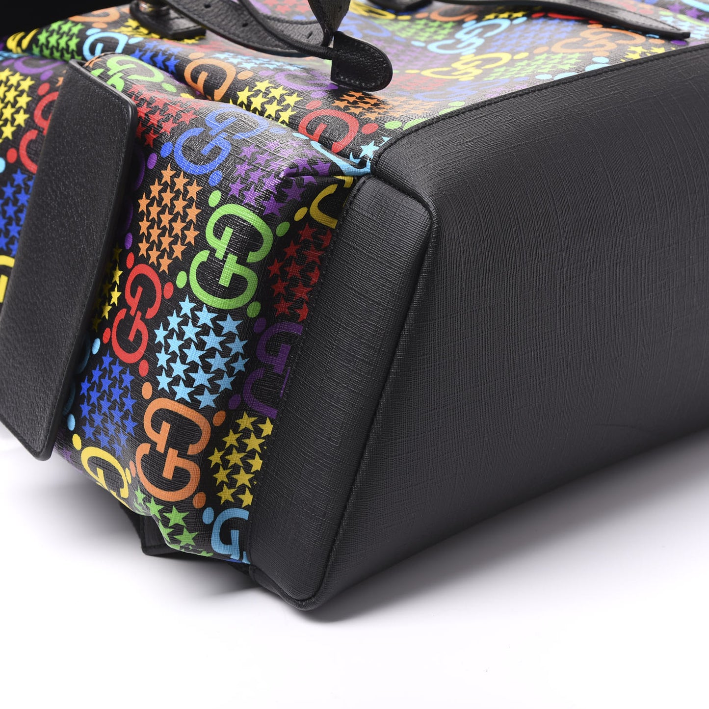 GG Supreme Monogram Psychedelic Medium Double Buckle Backpack Black Multicolor