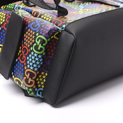Gucci GG Supreme Monogram Psychedelic Medium Double Buckle Backpack Black Multicolor 5 of 8