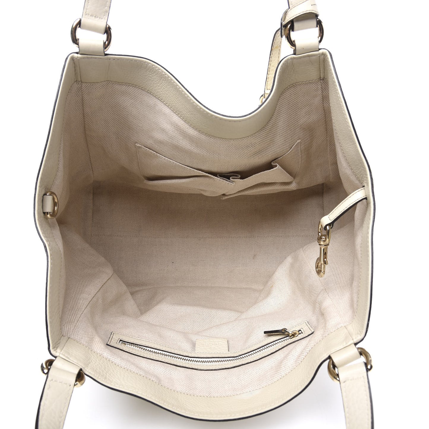 Pebbled Calfskin Medium Soho Shoulder Bag Off White