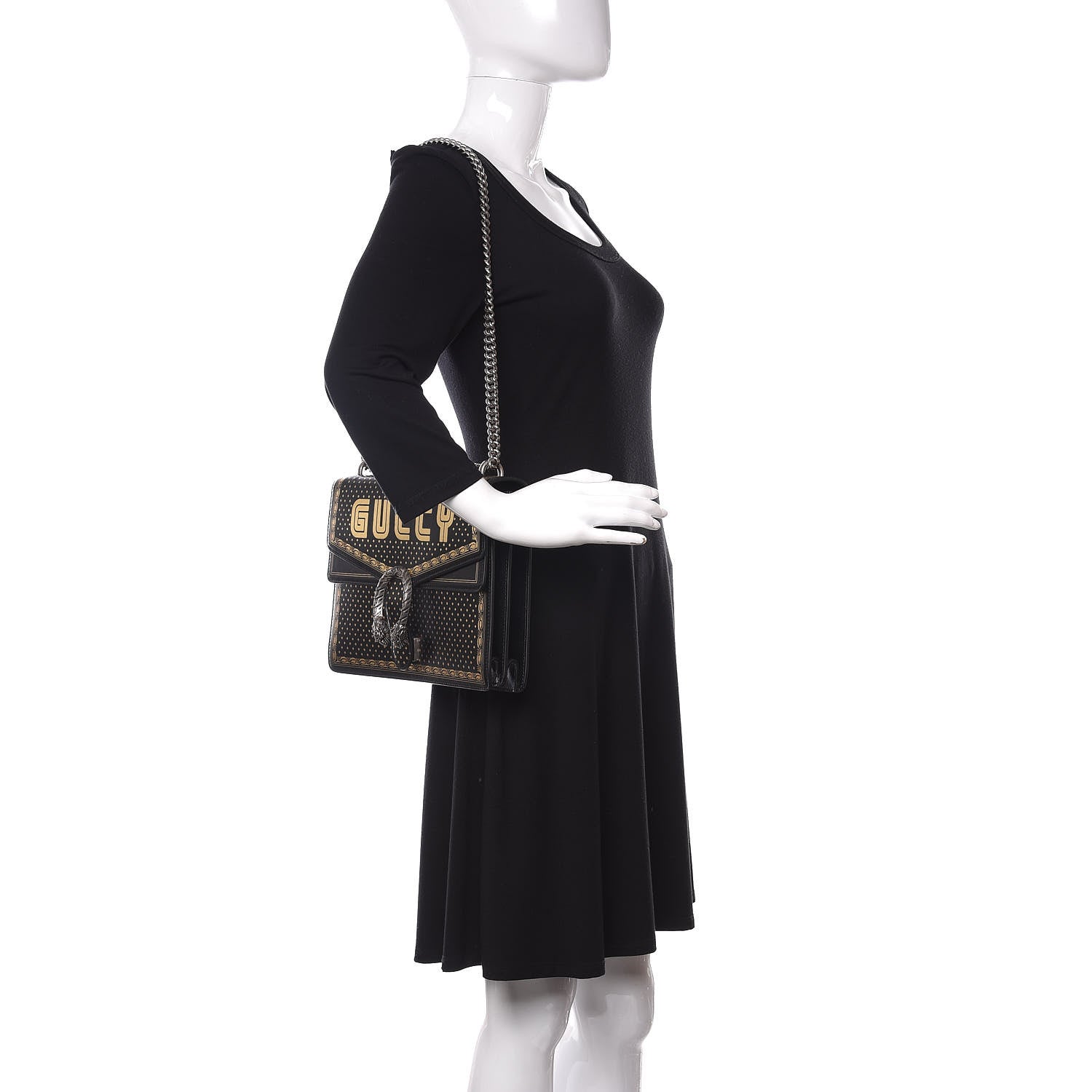 Gucci X SEGA Calfskin GUCCY Stars Medium Dionysus Shoulder Bag Black Gold 2 of 10
