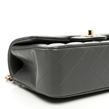 Chanel Lambskin Quilted Mini Top Handle Rectangular Flap Dark Grey 8 of 9