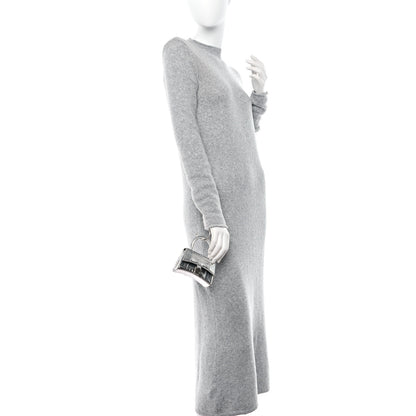Balenciaga Metallic Calfskin Crocodile Embossed Hourglass Top Handle Bag Mini Silver 2 of 9