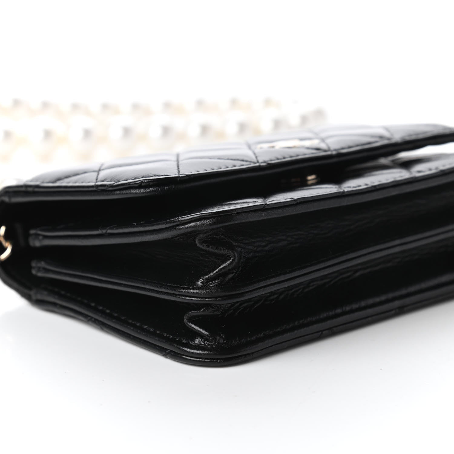 Chanel Calfskin Quilted Mini Maxi Pearls Wallet On Chain WOC Black 6 of 11