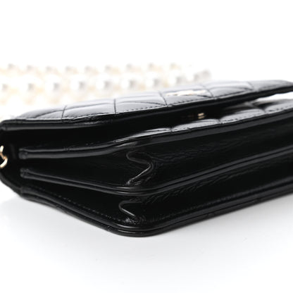 Chanel Calfskin Quilted Mini Maxi Pearls Wallet On Chain WOC Black 6 of 11