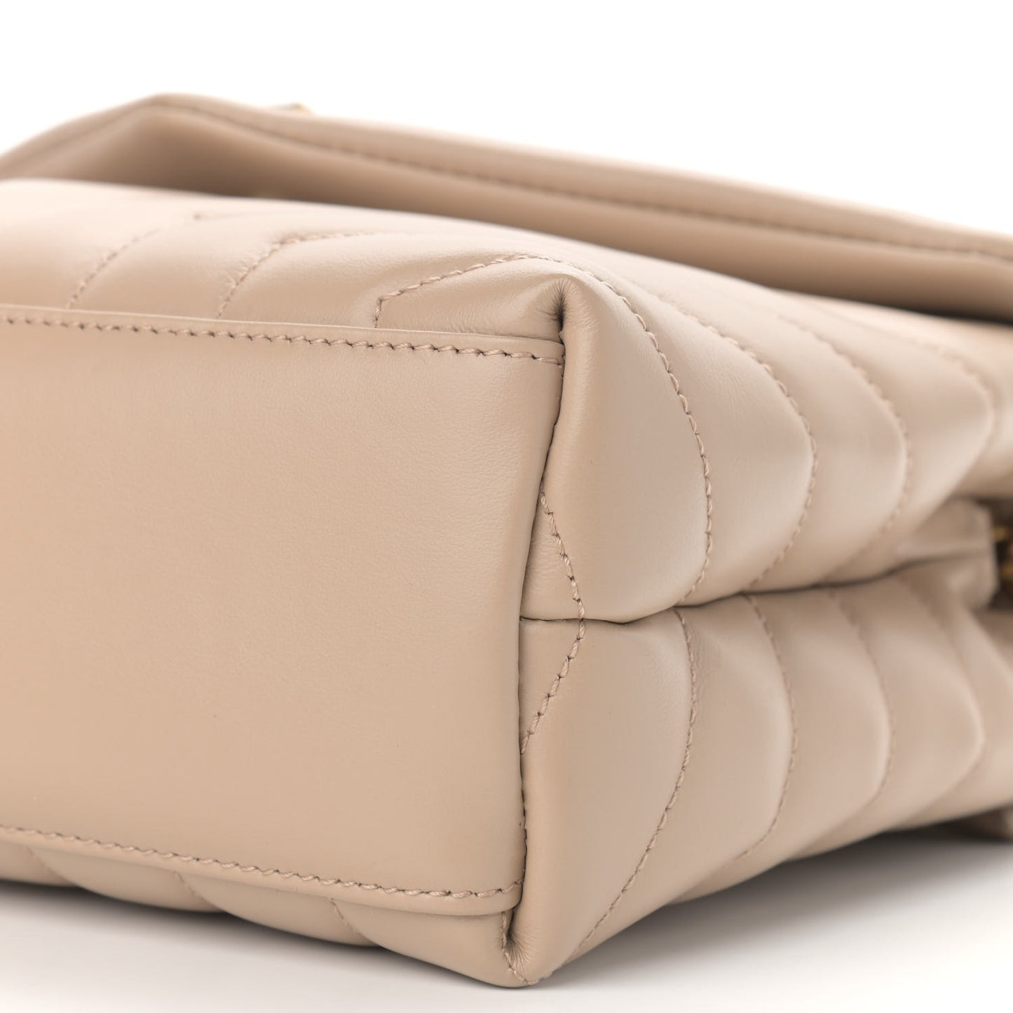 Calfskin Y Quilted Monogram Small Loulou Chain Satchel Dark Beige