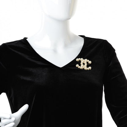 Chanel Pearl CC Brooch Pin Gold 2 of 4