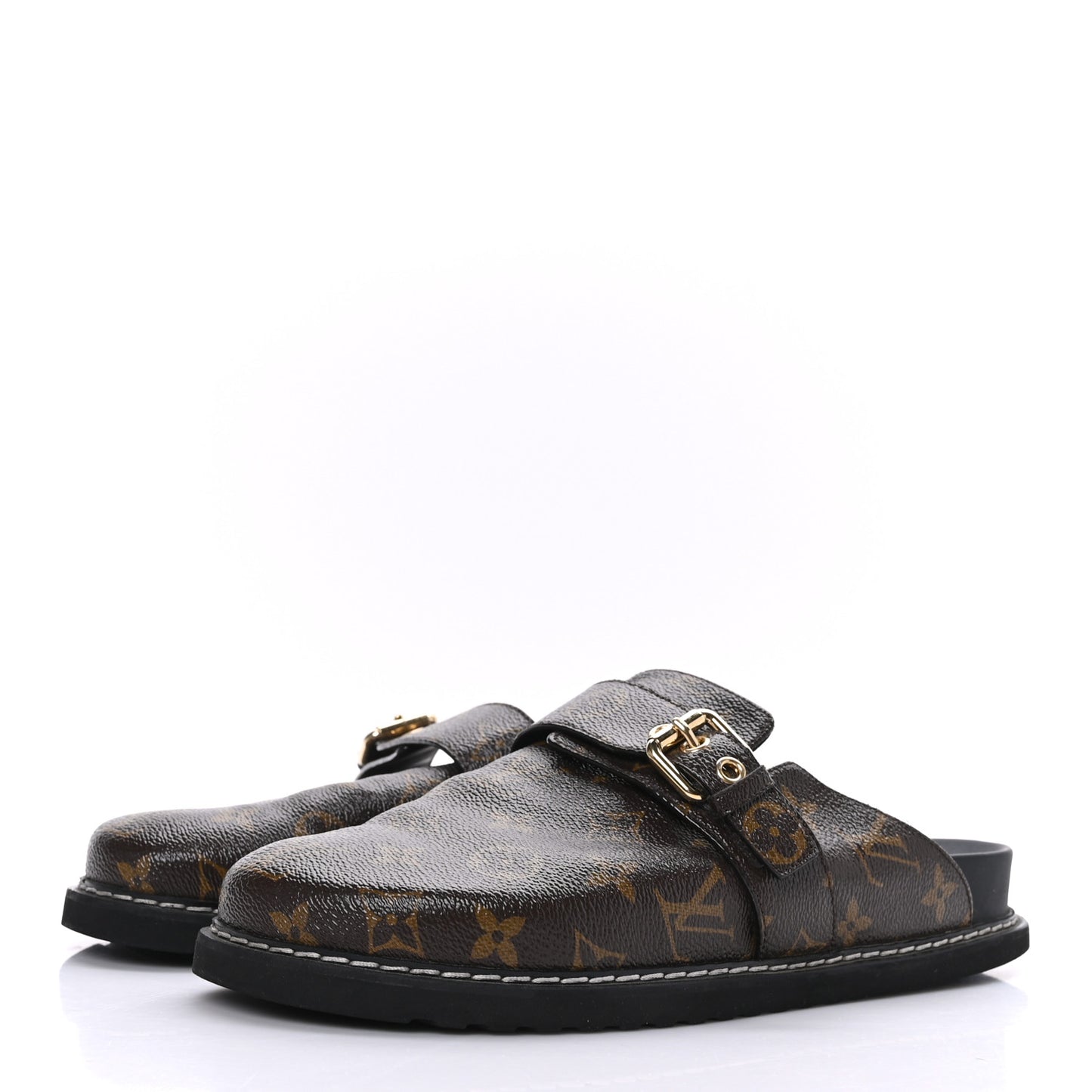 Patent Monogram Cosy Flat Comfort Clog Mules 38.5 Cacao Brown