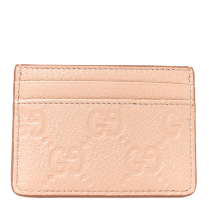 Gucci GG Grainy Calfskin Emblem Card Case Rose Dust 1 of 7