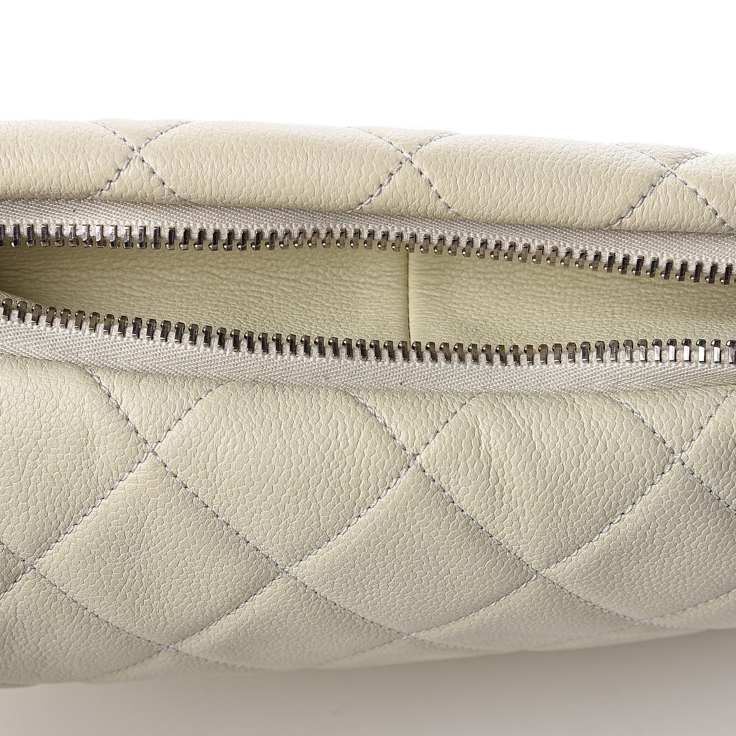 Caviar Quilted Expandable Zip Shoulder Bag White