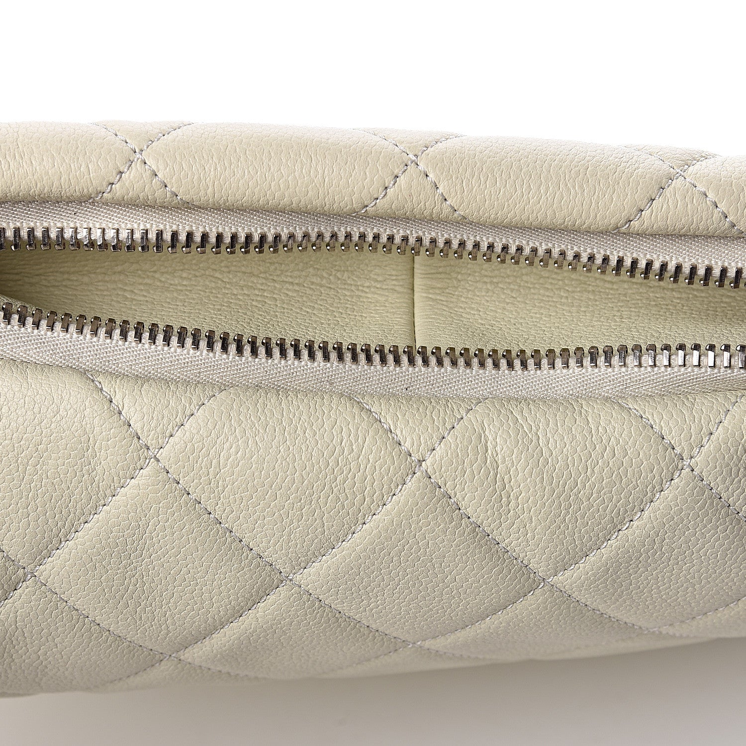Chanel Caviar Quilted Expandable Zip Shoulder Bag White 15 of 15